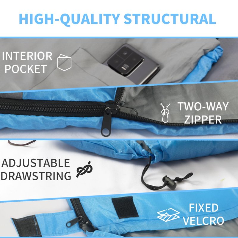 Sleeping Bags, Backpacking Camping Sleeping Bag for Adults Kids, 3 Season Warm & Cool Weather, Lightweight Waterproof Sleeping Bags with Compression Sack for Indoor Outdoor Camping Traveling（Blue）