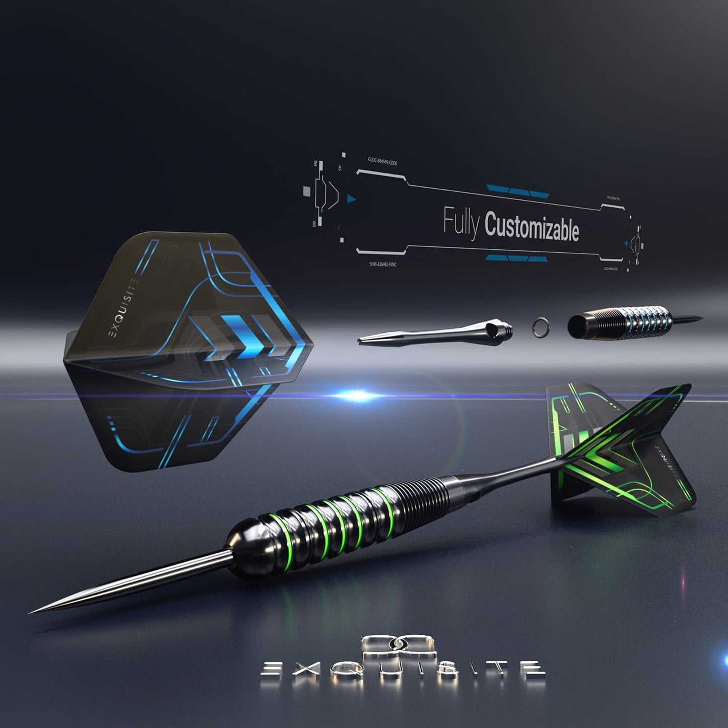 CC-Exquisite Darts Set - Professional 12 X 20/22g Metal Tip Darts with 24 Flights & 18 Aluminum Shafts
