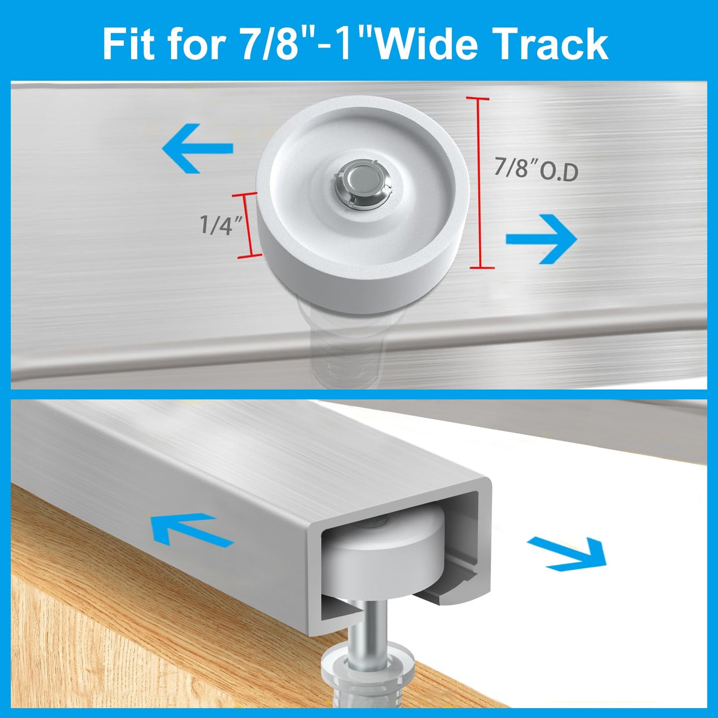 Bifold Door Hardware Repair Kit for 7/8" to 1" Sliding Door Track– 2 Pack Bi-fold Sliding Closet Door Hardware Kit with Top & Bottom Bracket,Guide Wheel,Pivot,for Folding Door Hardware