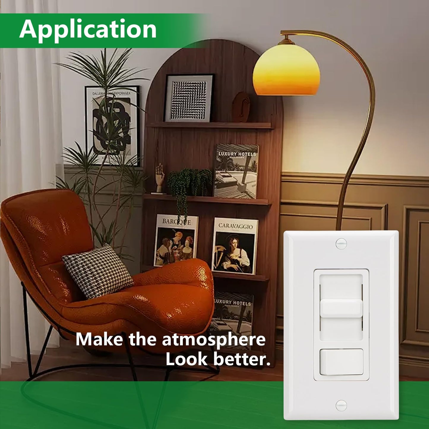 Wengart Dimmer Switch BAK-008,120VAC 150W Dimmable LED/CFL Lights,Halogen and Incandescent Bulbs 600W Max,UL Listed,White