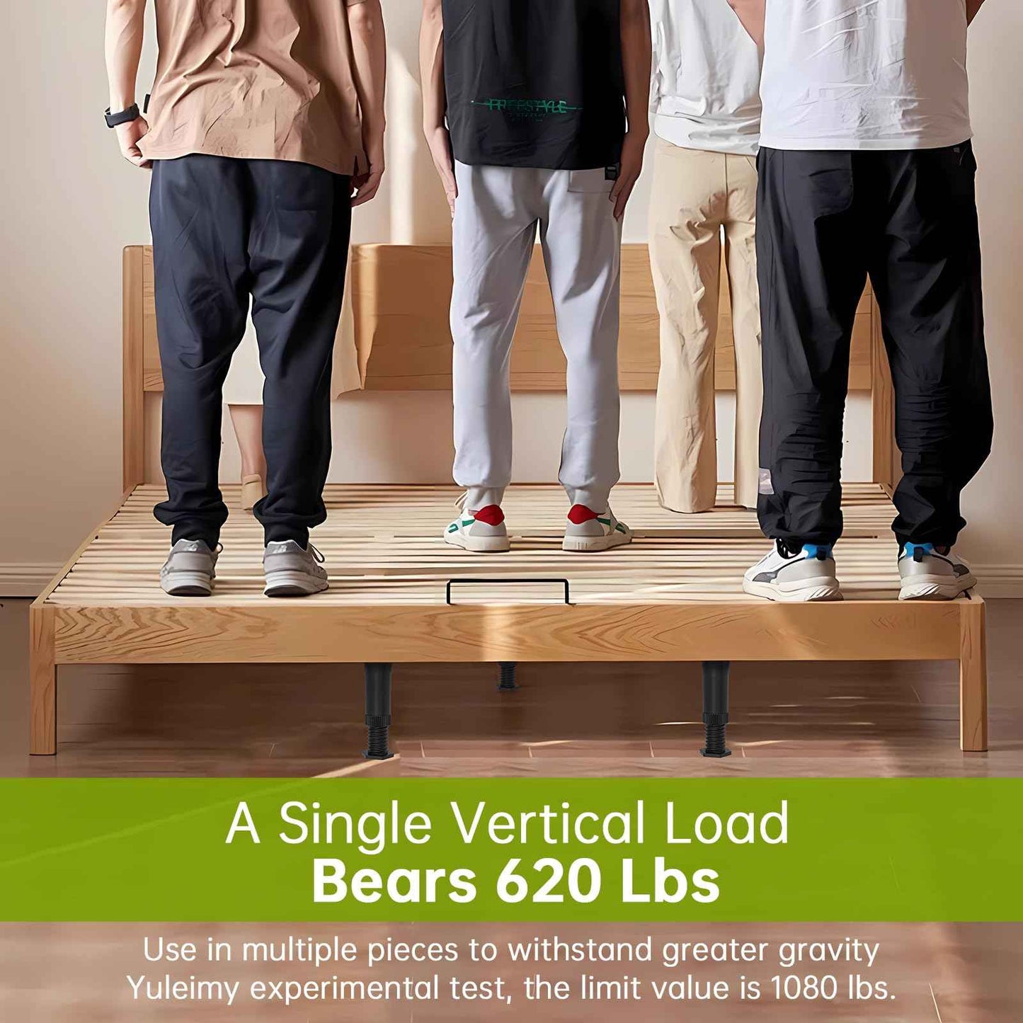 Yuleimy Adjustable Height Bed Support Legs, 4 PCS (8.3-14.5 Inch) Plastic Center Support Legs for Queen King Bed Frame & Slats, Non-Scratch Floor Protectors, Quiet Bed/Furniture Leg Replacement Kit