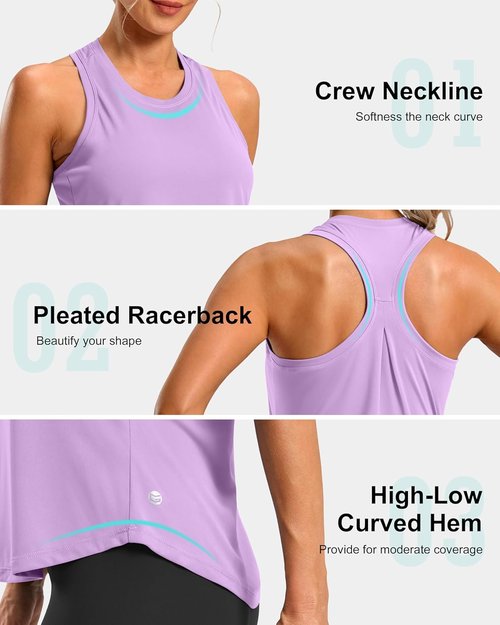 G Gradual Women's Racerback Yoga Tank Top - Loose Fit Sleeveless Athletic Shirt for Gym & Running