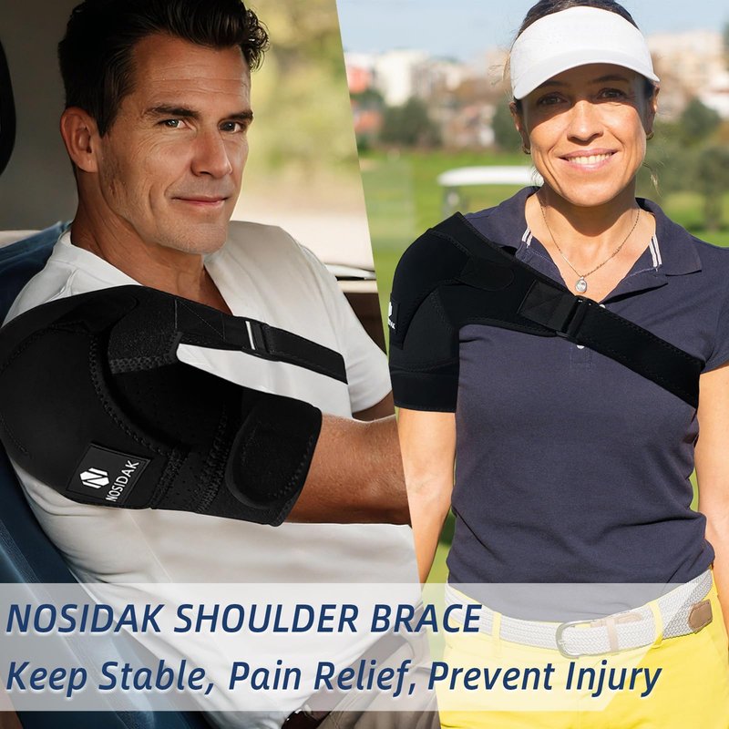 NOSIDAK Shoulder Brace - Shoulder Compression Sleeve Immobilizer & Support Wrap for Torn Rotator Cuff, Glenoid Labrum Tear, Dislocated AC Joint, Tendonitis, Bursitis, Subluxation