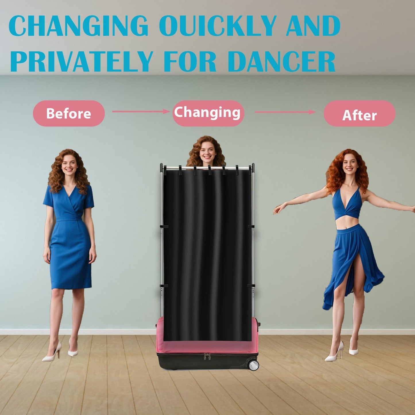 Privacy Curtain for Dance Bag with Rack,Portable Changing Room Privacy Curtain Without Rack Partition Screens for Dance Suitcase Rolling Dance Garment Bag Accessories (Black)