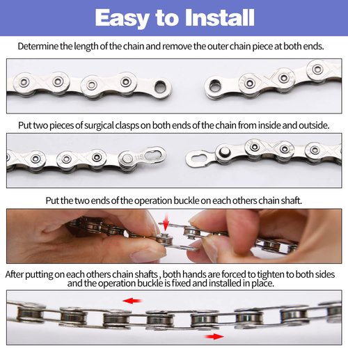 Bike Chain Kit, 6/7/8 Speed Multi-Function Bike Mechanic Repair Kit, Chain Breaker and Bike Link Plier with Hook and 6 Pairs Bicycle Buckle, Reusable