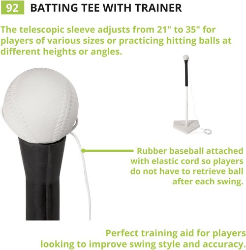 Champion Sports Deluxe Batting Tee - Adjustable Rubber Baseball & Softball Tee for Home Use, Multiple Styles
