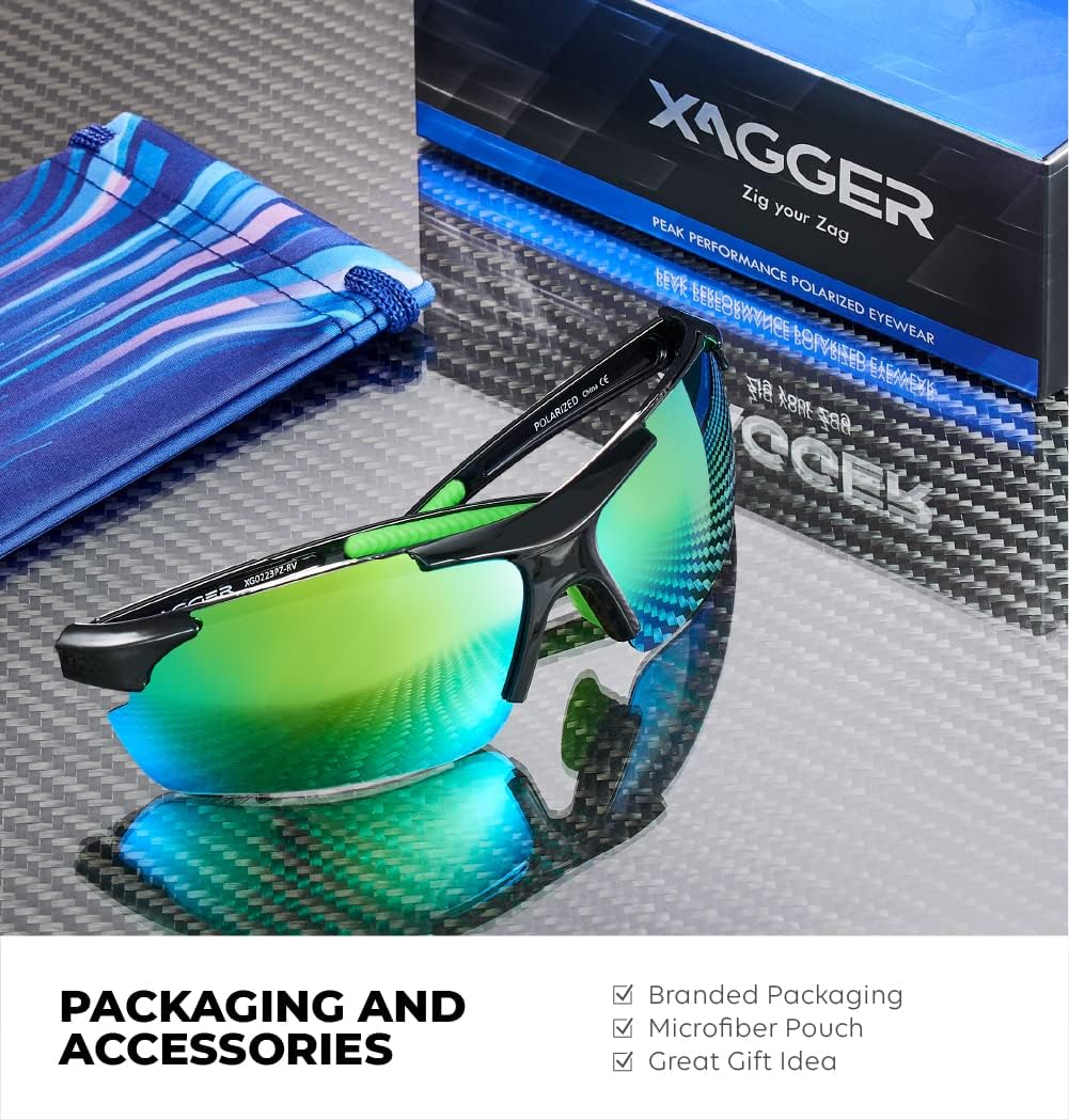 Xagger Polarized Sports Sunglasses - UV400 Protection for Men & Women | Perfect for Running, Cycling, Baseball