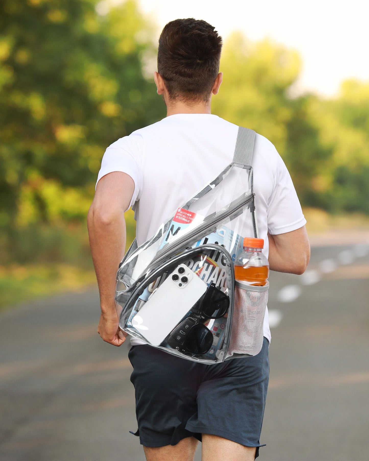 HULISEN Clear Sling Bag, Clear Bag Stadium Approved, Transparent Shoulder Crossbody Backpack Chest Casual Daypack