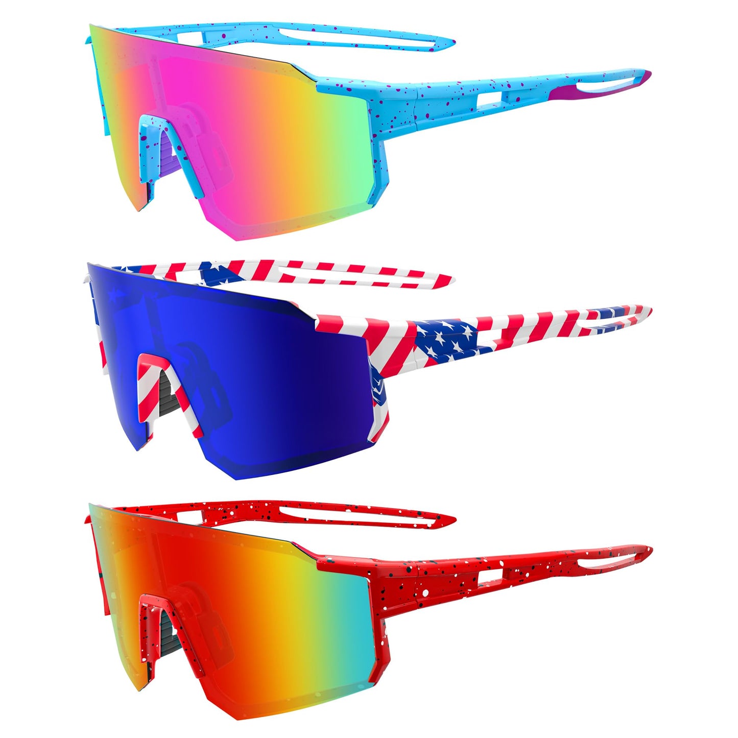 SABSAN 3 Pack Polarized Sports Sunglasses for Men Women Youth Baseball Fishing Running Cycling Golf Trekking TAC Glasses