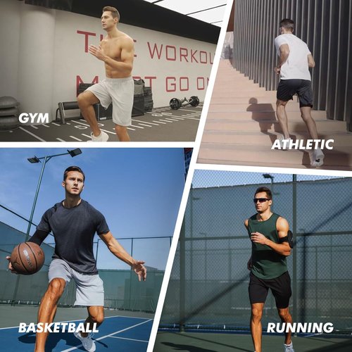 BOOJO Men's Athletic Shorts - Quick Dry Gym & Basketball Shorts | 7-Pack Black with Pockets
