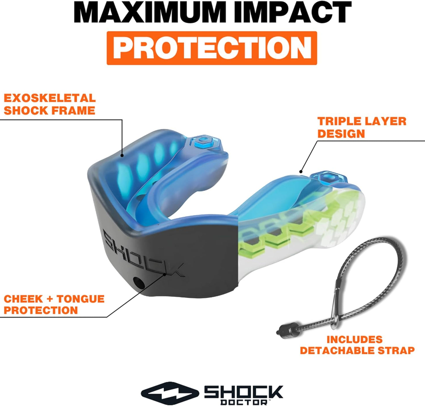 Shock Doctor Mouth Guard - Gel Max Heavy Duty Protection for Sports | Custom Fit for Adults & Youth