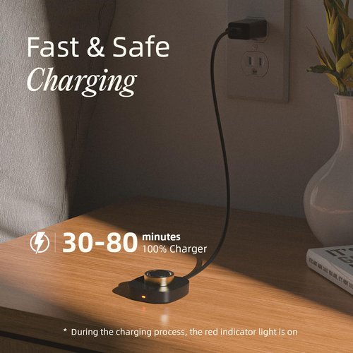 SOFTGAS Smart Ring Charging Size 7, Compatible with O-ra Gen3 Charger, Fast Charging Dock and USB-C Cable, Charger for Smart Ring (Black)
