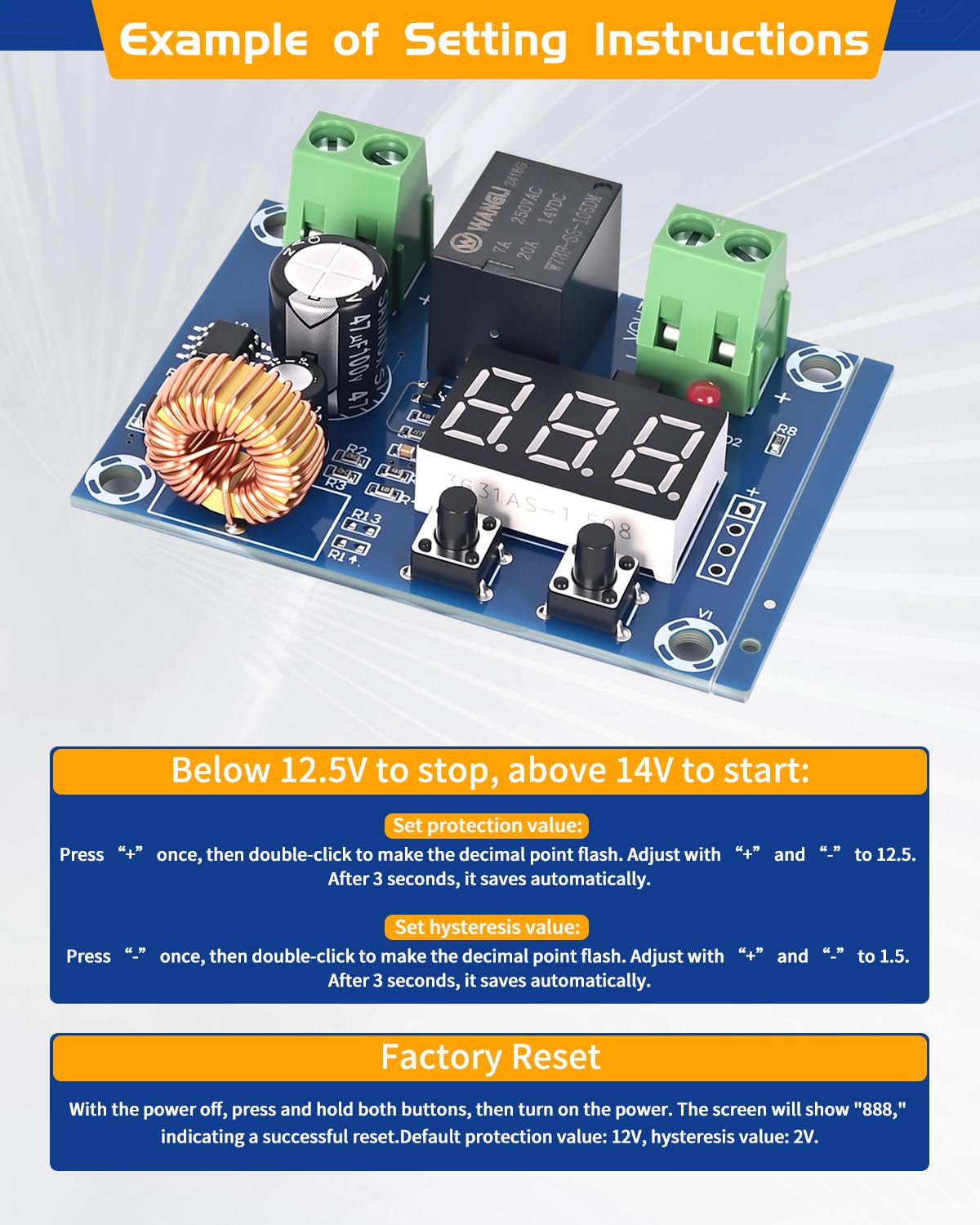 LYLANMO 2PCS DC Voltage Protection Digital Low Voltage Protector Disconnecting Switch Cut-Off Over-Discharge Protection Module for 12-36V Lead Acid Lithium Battery