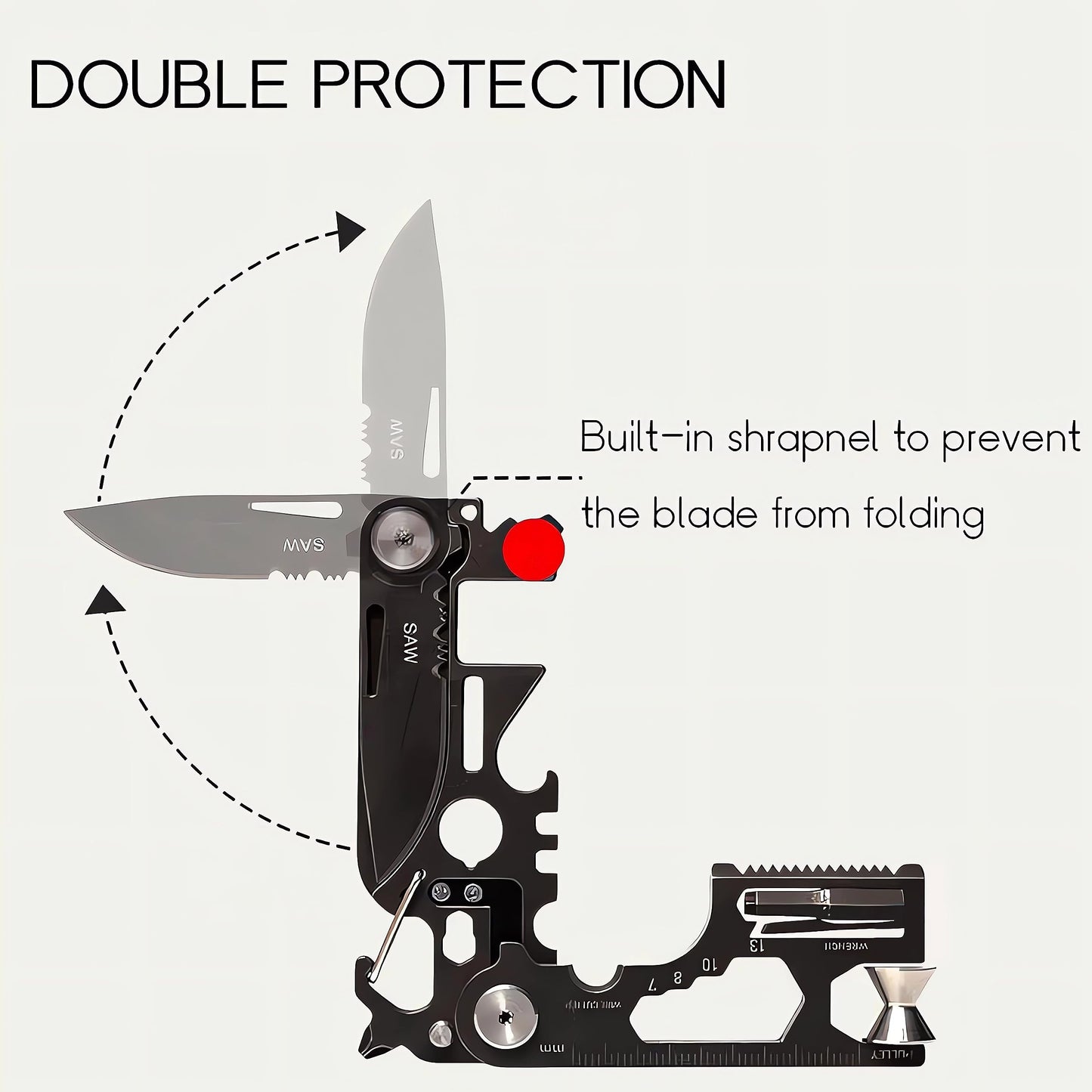 GOGOLIN 28 in 1 EDC Multi-function Tool, Keychain portable Metal Pocket Tool for men, Wrench for Screw, Ruler, Pulley, Spoke Tool,bottle opener, thread cutter, Self-locking Pocket Knife Multitool