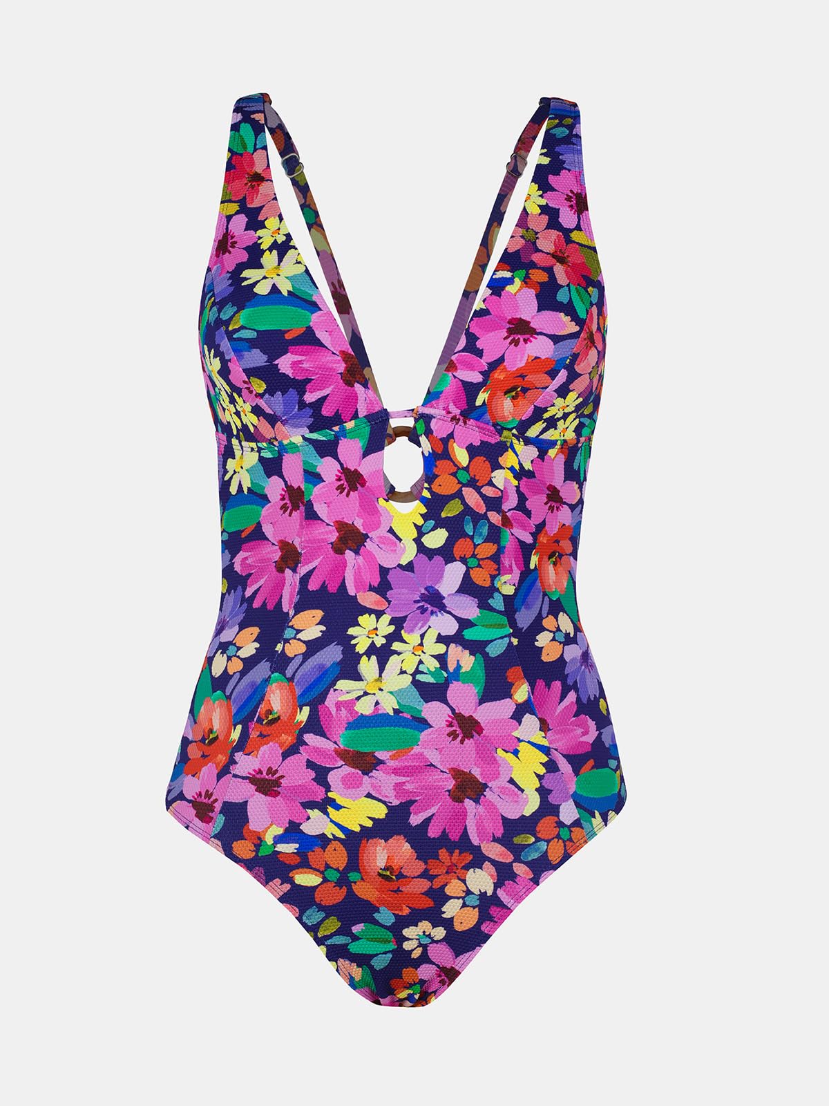 CUPSHE Women's One Piece Swimsuit Deep V Bathing Suit Ring Back, M