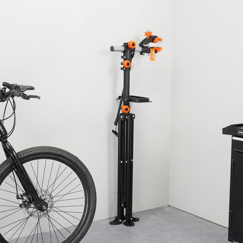VEVOR Bike Repair Stand, 4-Leg Steel Bicycle Repair Stand, 42.5"-74.8" Adjustable Height Bike Maintenance Work Stand with Magnetic Tool Tray, Foldable Bike Service Stand for Home, Shop (Max 80 Pounds)