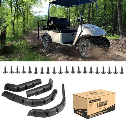10L0L Front Rear Fender Flares for EZGO TXT 1996-2013 Golf Cart with Factory Body Kit (Not Fit Modified Golf Carts), Includes Stainless Steel Mounting Screws, Pack of 4