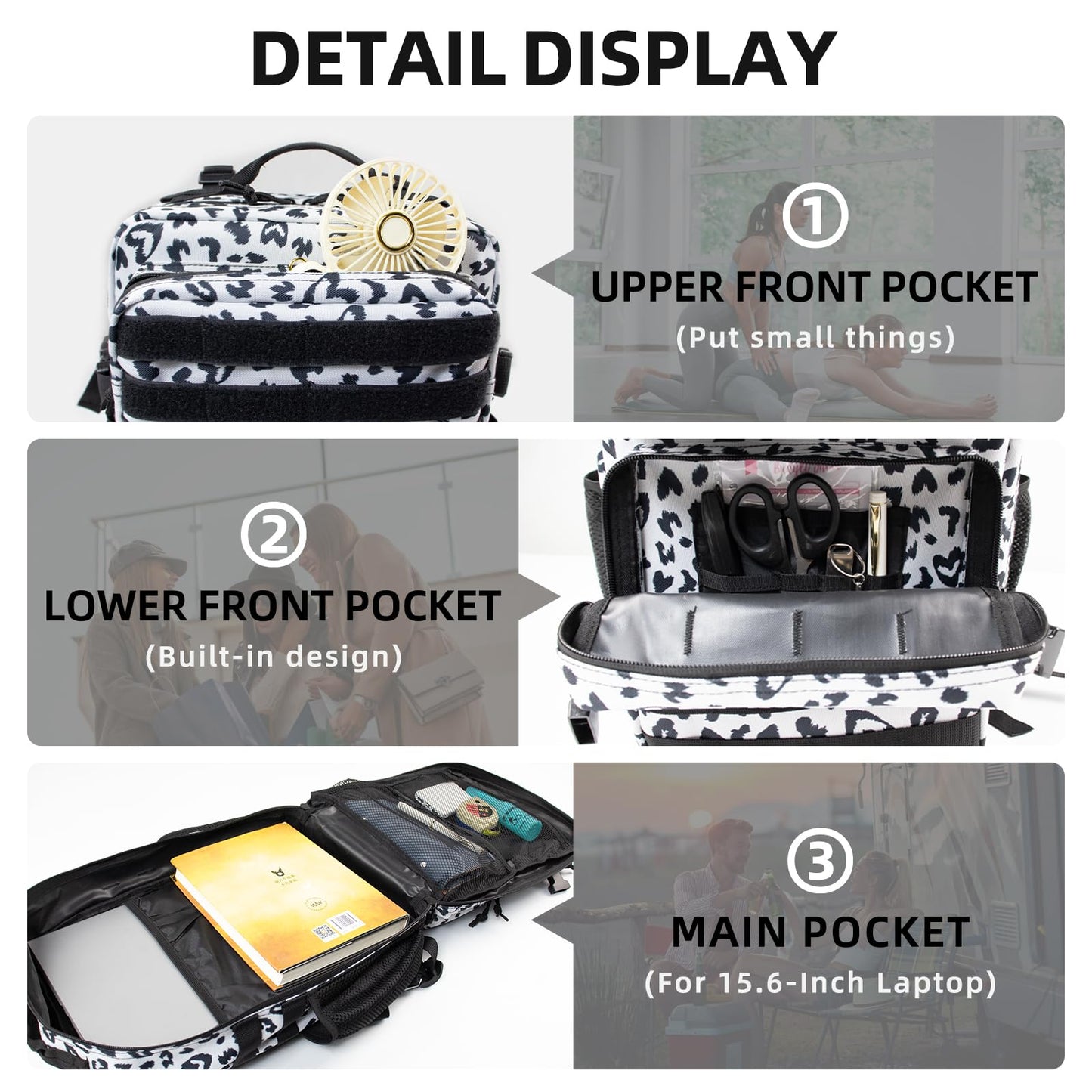 CtopxCone 25L Small Military Tactical Backpacks For Men Camping Hiking Trekking Daypack With Bottle Pouch Bug Out Bag Lage MOLLE DayPack - 25L Heart Print Work Pack Daily Backpack