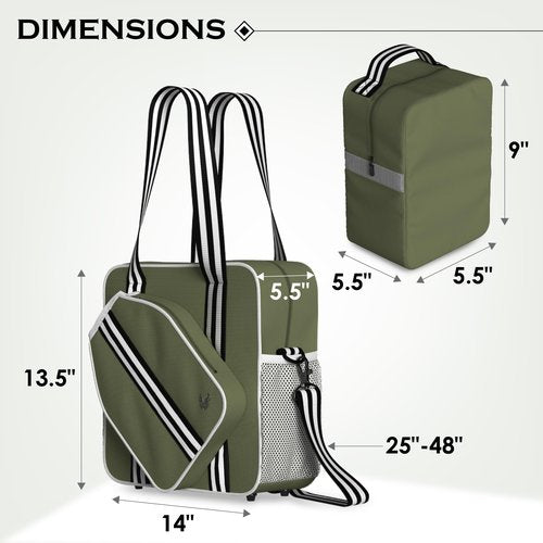 LITMON Pickleball Tote Bag - Detachable Cooler & Fence Hooks – Large Sports Bag for Women & Men, Holds Paddles & Balls (Khaki)