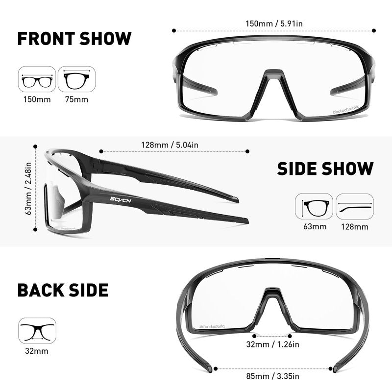 SCVCN Photochromic Cycling Glasses Sports Sunglasses Clear Men Women Bicycle MTB UV400 Protection Running Mountain Bike Baseball Biking Goggles Riding BMX Fishing Riding Golf Driving Softball 01
