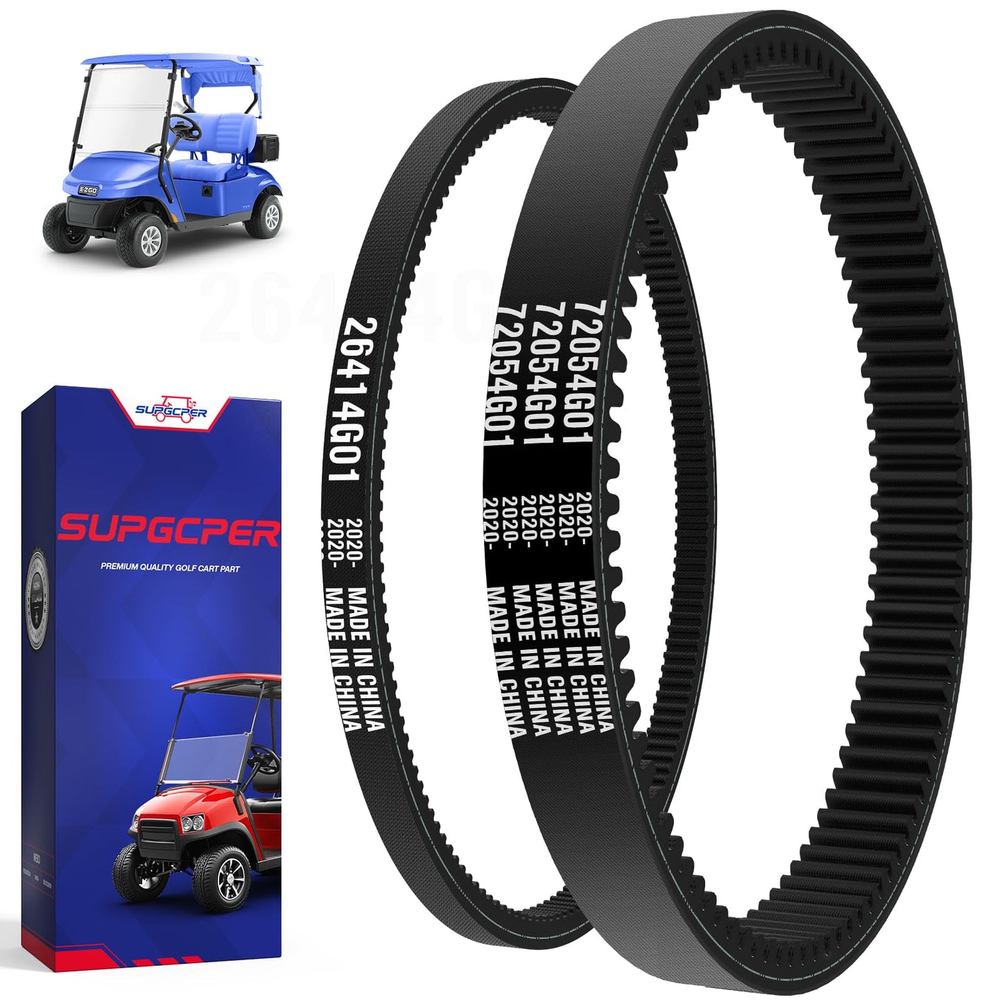 SUPGCPER EZGO Drive Belt & Starter Belt, Golf Cart Drive Belt & Starter Generator Belt Kits Fit 1994-UP EZGO TXT Medalist 4 Cycle Gas, Replace OEM 72024G01 72025G01 72054G01 26414G01