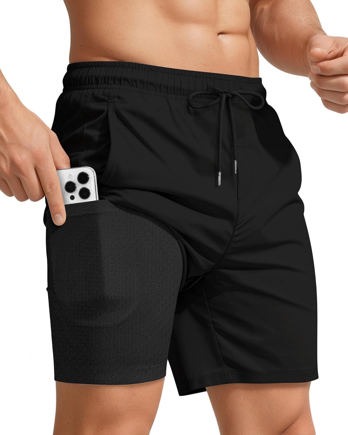 Skiennix Men’s Swim Trunks - Quick Dry 7-Inch Compression Liner with Zipper Pockets for Beach & Gym