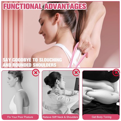2PC Figure 8 Exercise Bands for Women Men, Victoriousact Resistance Bands, Fullbody Yoga Pulling Rope with Handles for Glutes, Back, Chest Expander Strap (Purple 15lb+ Pink 25lb)