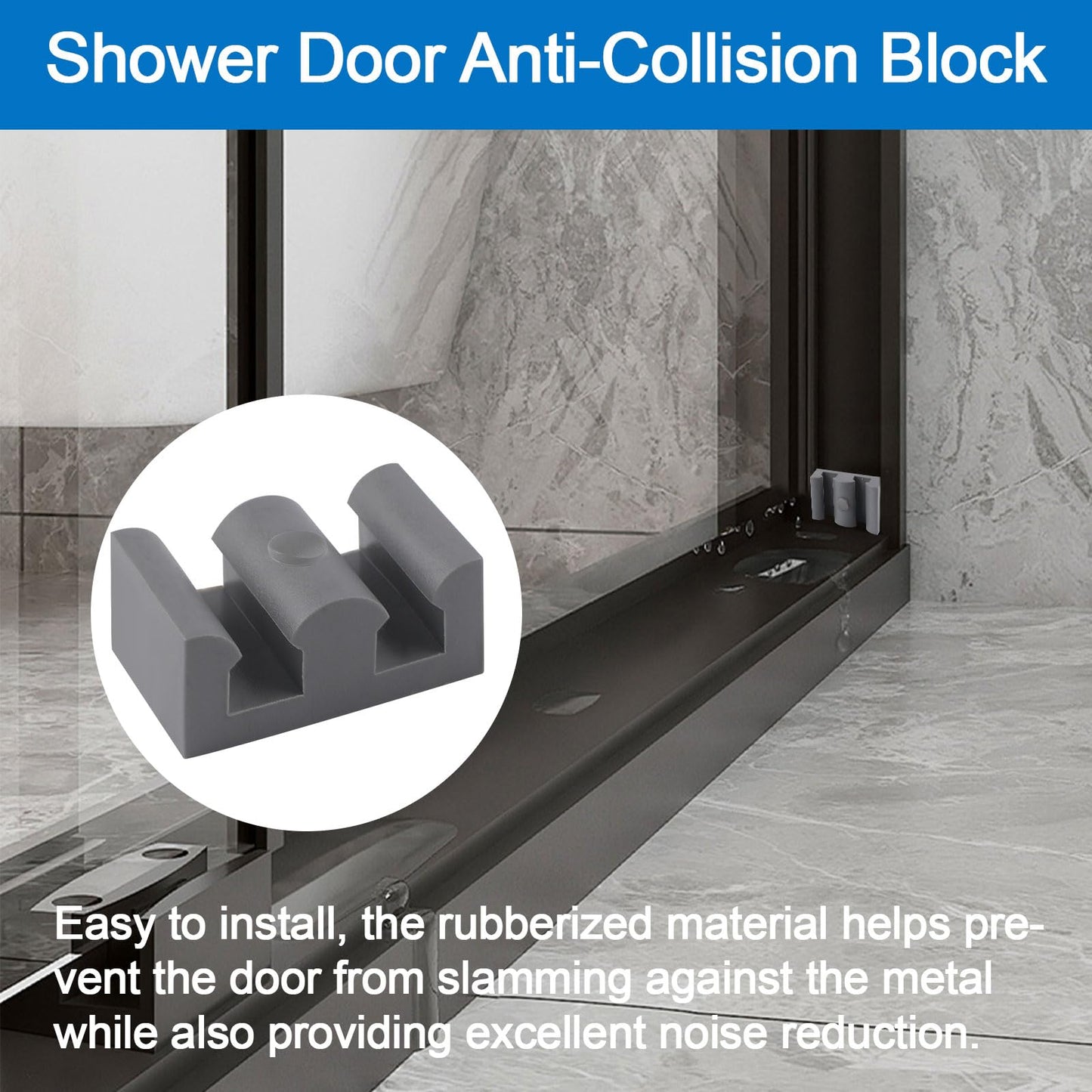 INCREWAY 4PCS Framed Sliding Silicone Door Bumpers Suitable for All Kinds of Shower Glass Moving Doors, Clear Shower Doors (Grey)