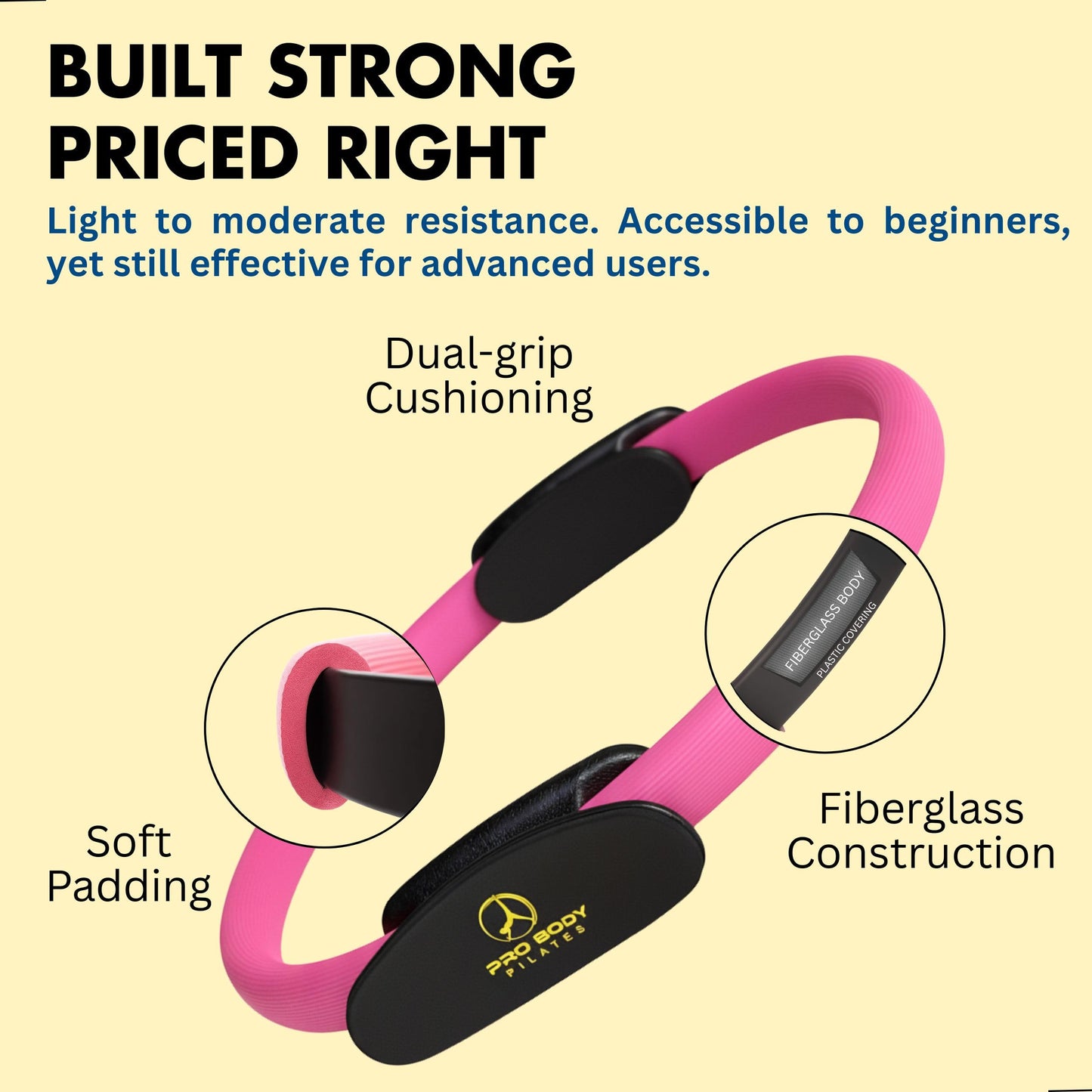 ProBody Pilates Kit — 14 Inch Magic Circle Pilates Ring, 9 Inch Exercise Ball, 5 Resistance Bands & Pump for At-Home Core, Glutes & Inner Thighs | Pilates Equipment for Home Workouts (Black)