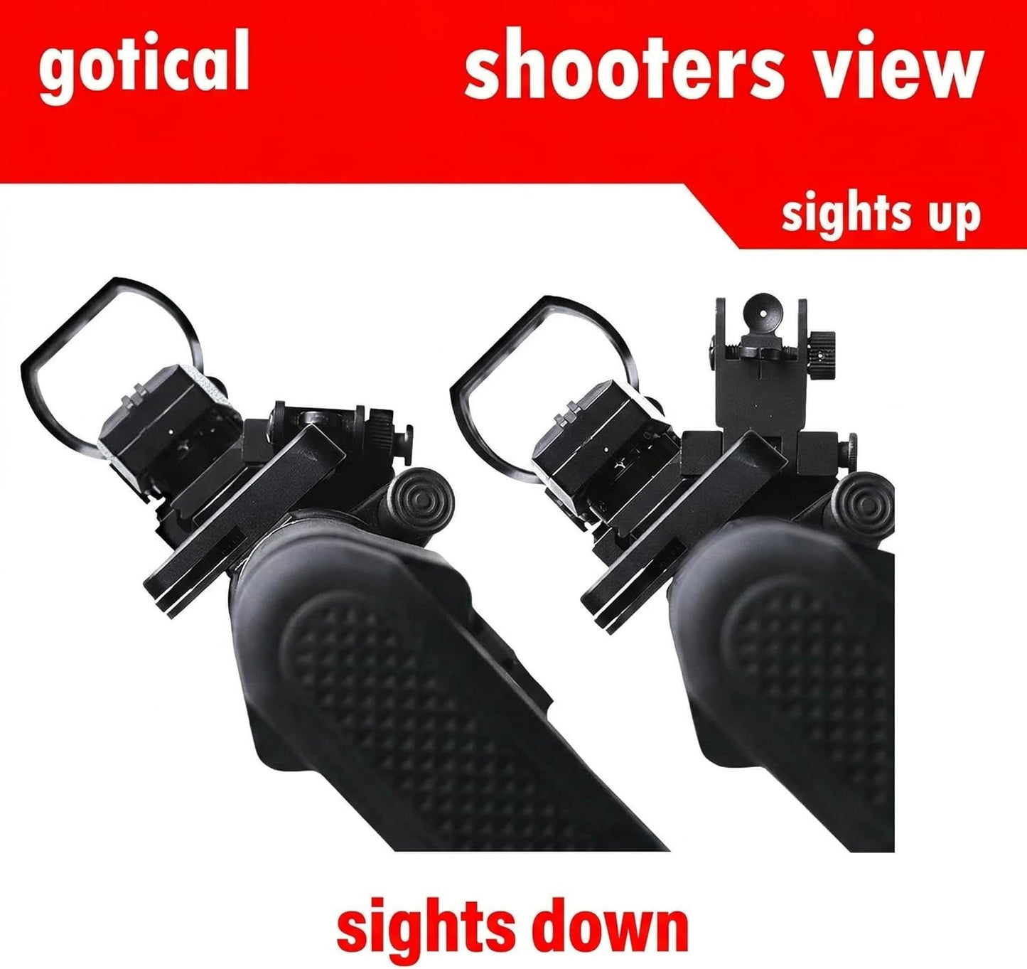 45 Degree Offset Flip Up Sight - Low Profile Design for Quick Transition | Front & Rear Sights