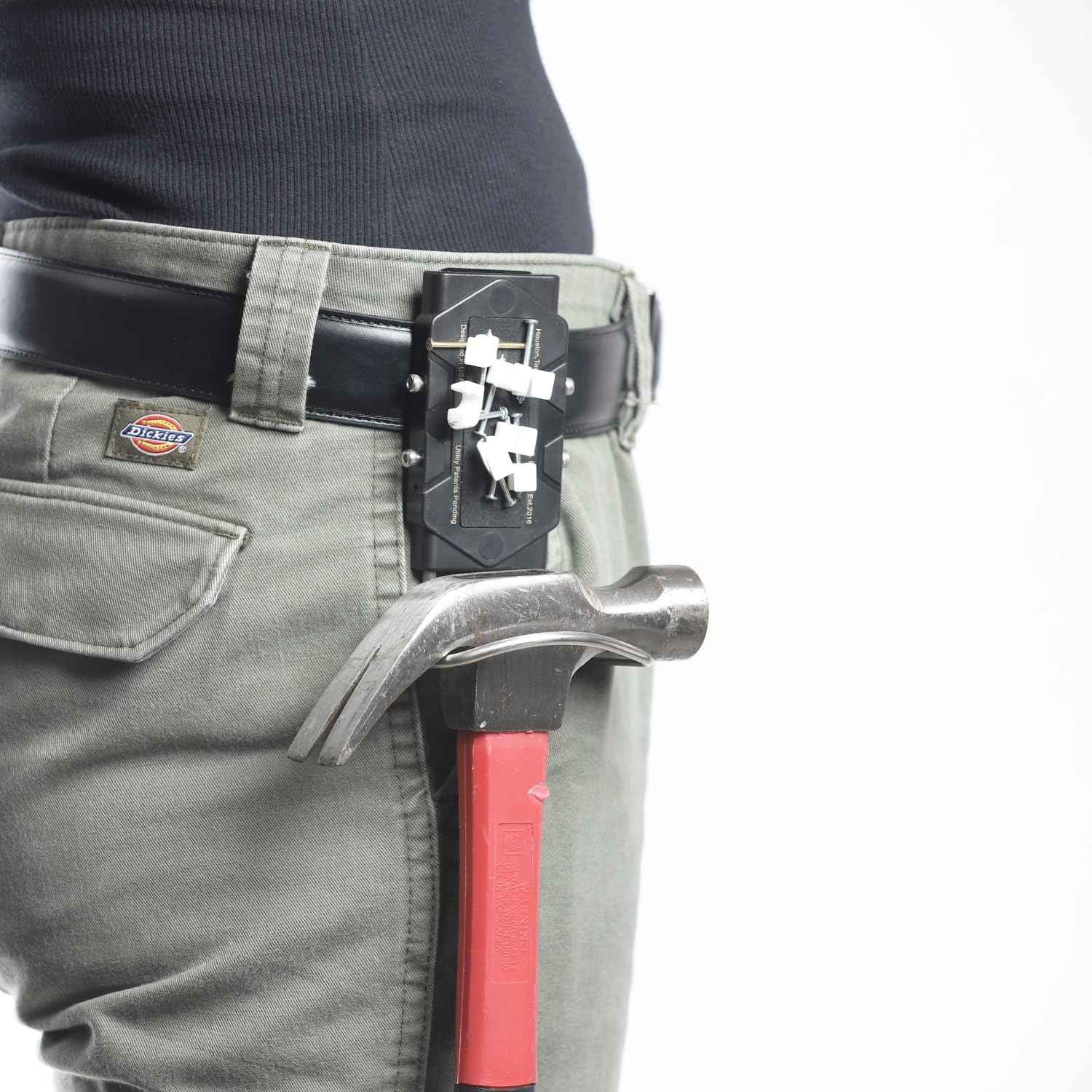 Stinger Magnetic Clip on Tool Hammer Holder for Belt, Strong Magnets Belt Clip Holster for Any Magnetic Tools and Hardware Holds Hammer, Wrench, Pliers, Screws, Nails, Drill Bit, Screw Driver