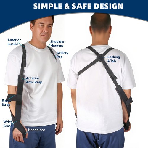 Cnosky 5702957 Arm Sling, Adjustable shoulder Strap with 4-Lab Lock, Breathable fabric for All-Day Comfortable, Black (Large: Height 5'10"-6'4",Weight 180-235 lb)