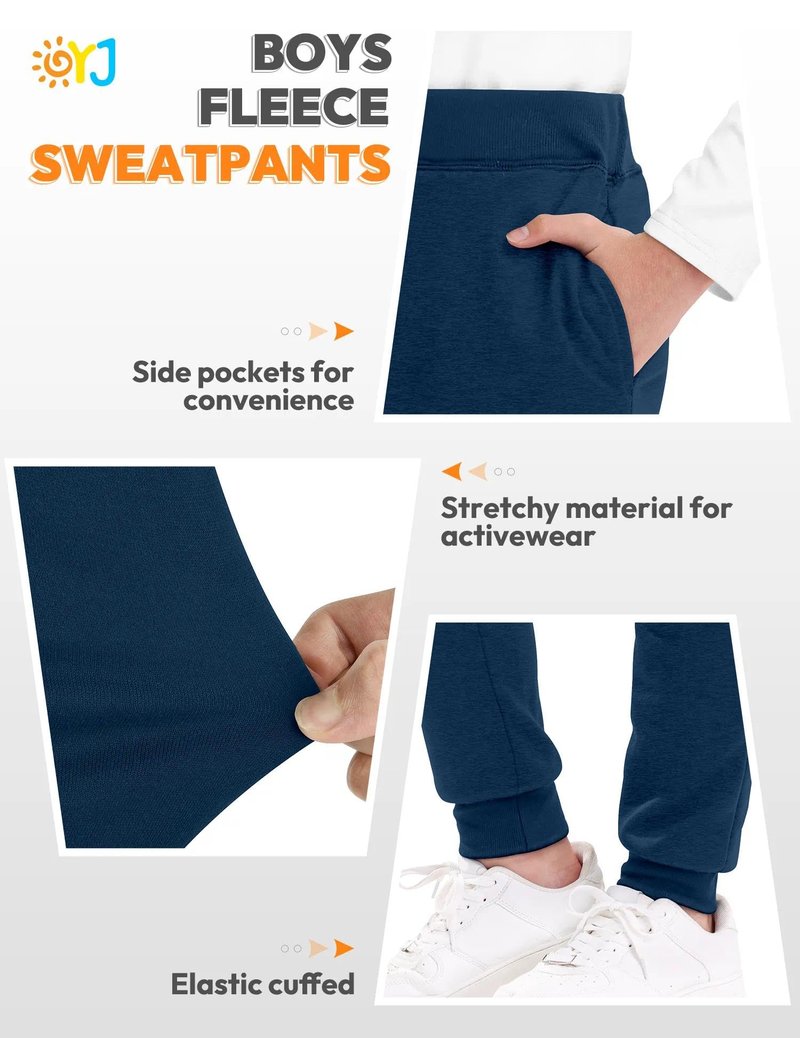 OYJ Boys Sweatpants Fleece Joggers for Boys Sweat Pants with Pockets Athletic Winter Warm Track Pants for Kids Teen, 10-12Y, S2