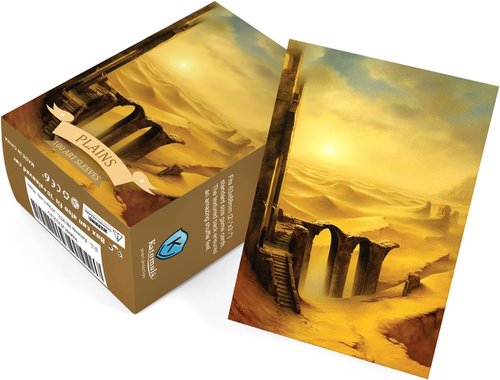 Katomula 100 MTG Card Sleeves - Textured Back Art with 100 Inner Sleeves for Standard Size Cards - Plains