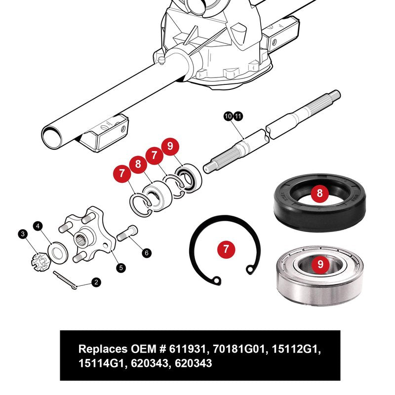 Roykaw Golf Cart Rear Axle Bearing & Seal Kit for EZGO TXT/RXV/Medalist/Marathon Electric Golf Cart, Replaces OEM # 611931, 70181G01, 15112G1, 15114G1, 620343, 620343