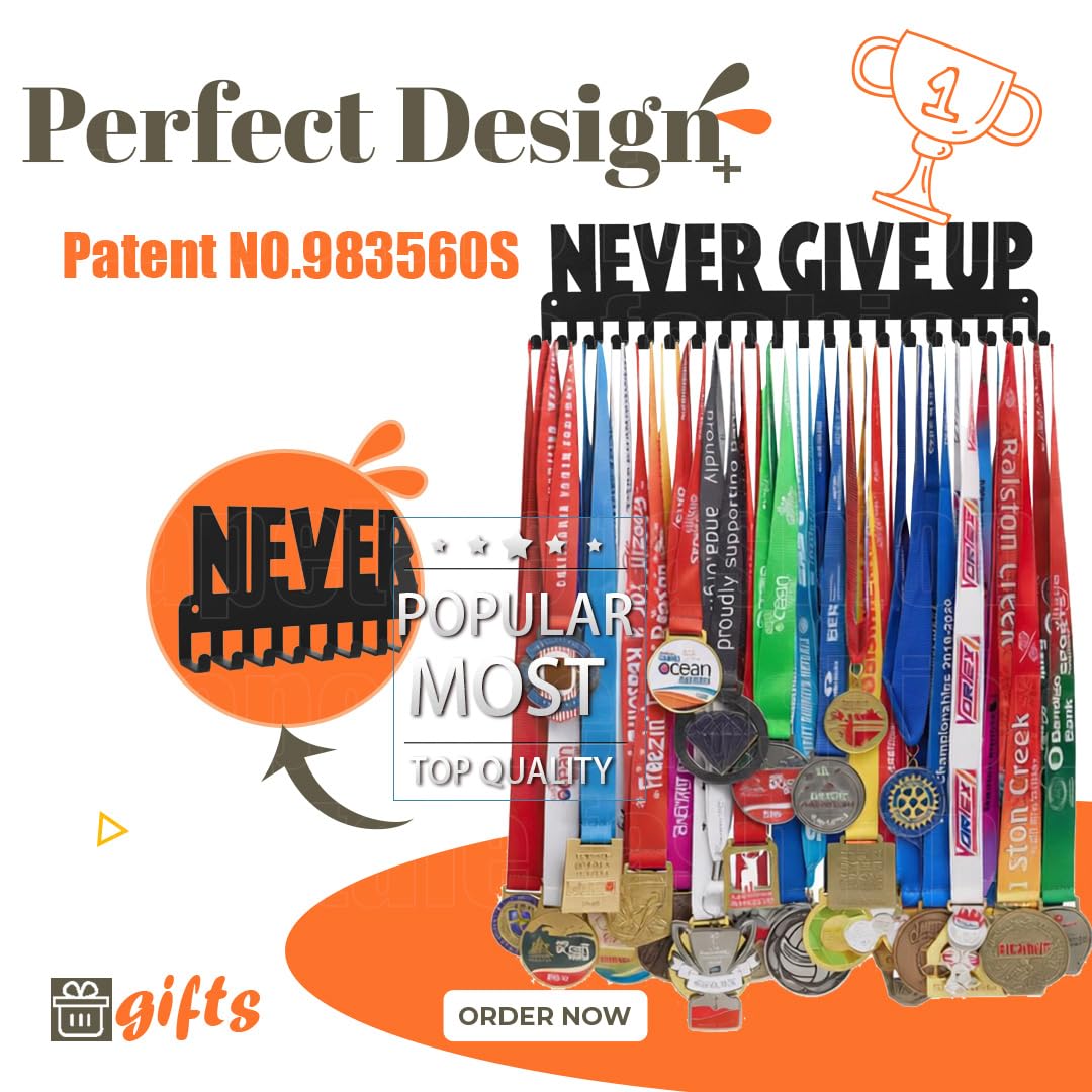 Lapetale Fashion Medal Hanger Holder Display Rack Award Ribbon Organizer for Race,Running,Soccer,Gymnastic,Wrestling,Upgraded Hooks Easy Install Easy to Use Common Slogans Normal Font