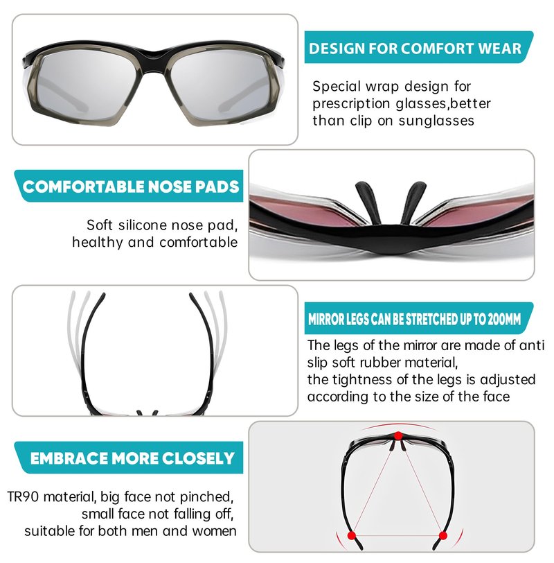 cosycare Windproof Protective Sunglasses With Side Shields for outdoors eyes protection (Grey)