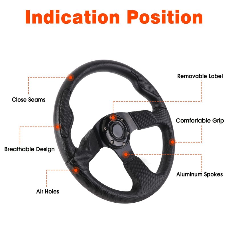 YEHICY 13.7" Golf Cart Steering Wheel for EZGO RXV TXT, Club Car DS, Club Car Precedent and Yamaha Universal Black EZGO Steering Wheel