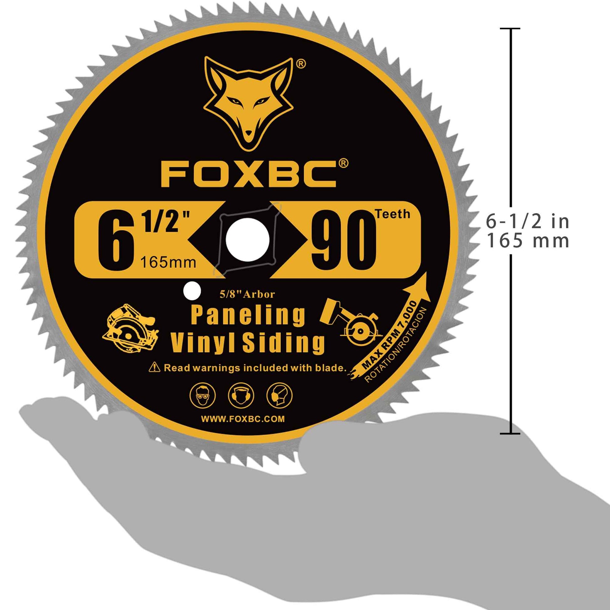 FOXBC 6-1/2 Inch 90 Tooth Circular Saw Blade for Paneling and Vinyl Siding Wood Cutting with 5/8-Inch Diamond Arbor