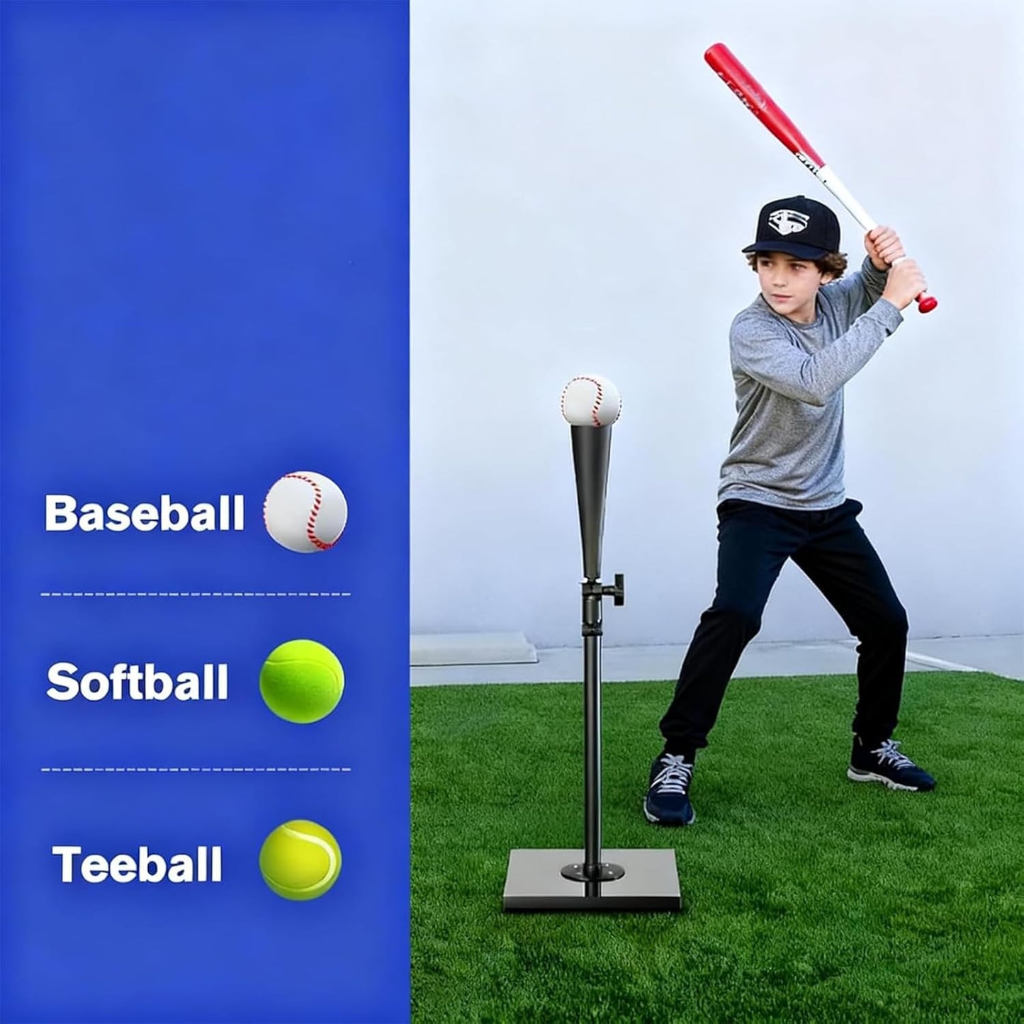 Skiennix Portable Batting Tee - Heavy Duty Adjustable Height 23.25"-35.5" for Baseball & Softball Kids