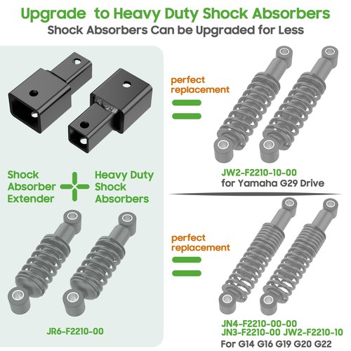 10L0L Golf Cart Shock Extenders - Heavy Duty Rear Shock Extension for Yamaha G29 JR6-F2210-00 (JR6-F2210 Adapter)