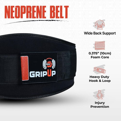 GripUp Self Locking Gym Weight Lifting Belt, 6.5” Double Locking Belt Padded Back Support, Olympic Lifting Athletes Fitness Bodybuilding Powerlifting Deadlift Squat Training for Men & Women (Black, XL)