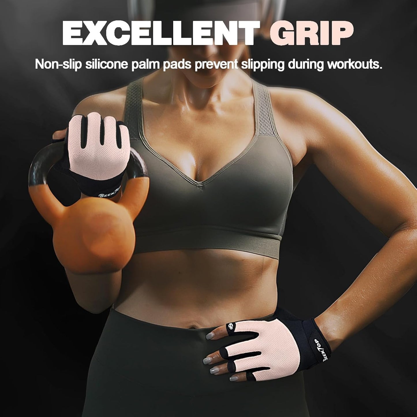 Seektop Workout Gloves - Breathable Weight Lifting Gloves with Full Palm Protection | Excellent Grip for Gym Fitness