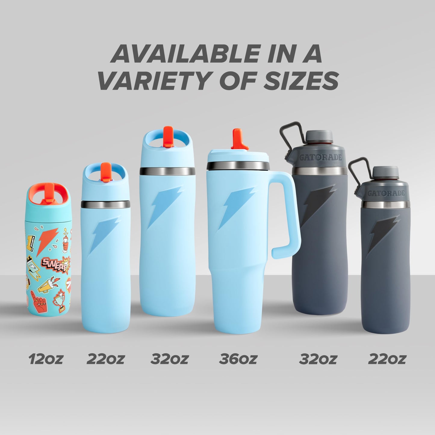 Gatorade 'Overtime' 32oz Stainless Steel Water Bottle, Twist Cap, Grey