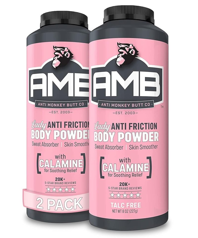 Anti Monkey Butt Body Powder for Women - Talc-Free Sweat & Chafing Relief with Calamine - Hypoallergenic Anti-Friction Formula for Thighs, Underarms, & More - 8 oz (Pack of 2)