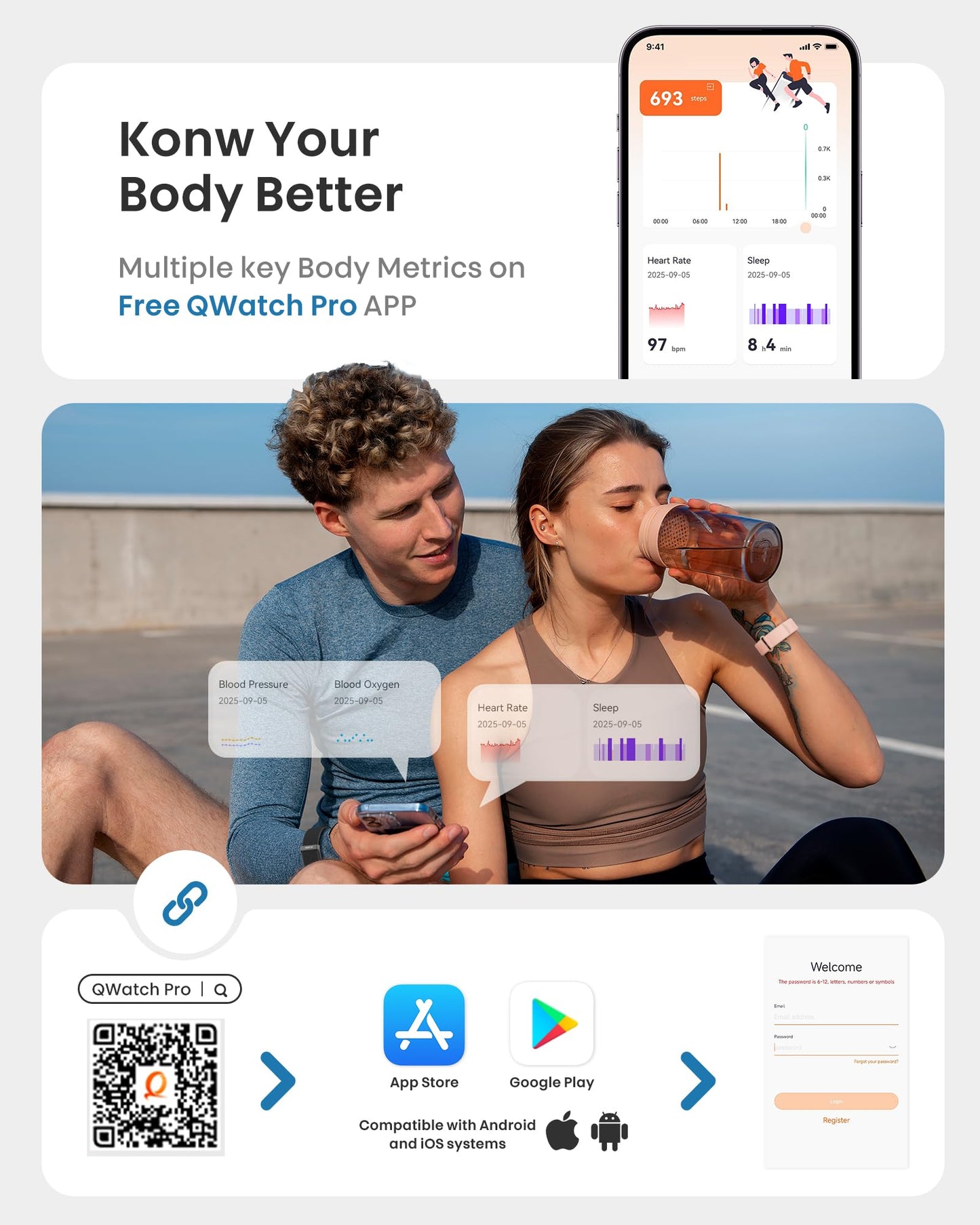 PJIVE Smart Bracelet, Health Fitness & Activity Tracker White