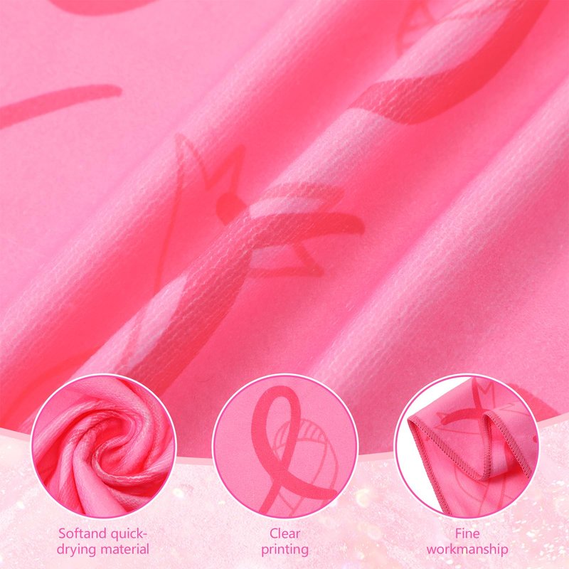 Tradder 24 Pcs Breast Cancer Awareness Towels Pink Ribbon Sports Towels 11.8 x 19.7 Inch Pink Out Cheer Accessory for Breast Cancer Procession Fundraising Cheerleading Golf Football Towel(Trendy)