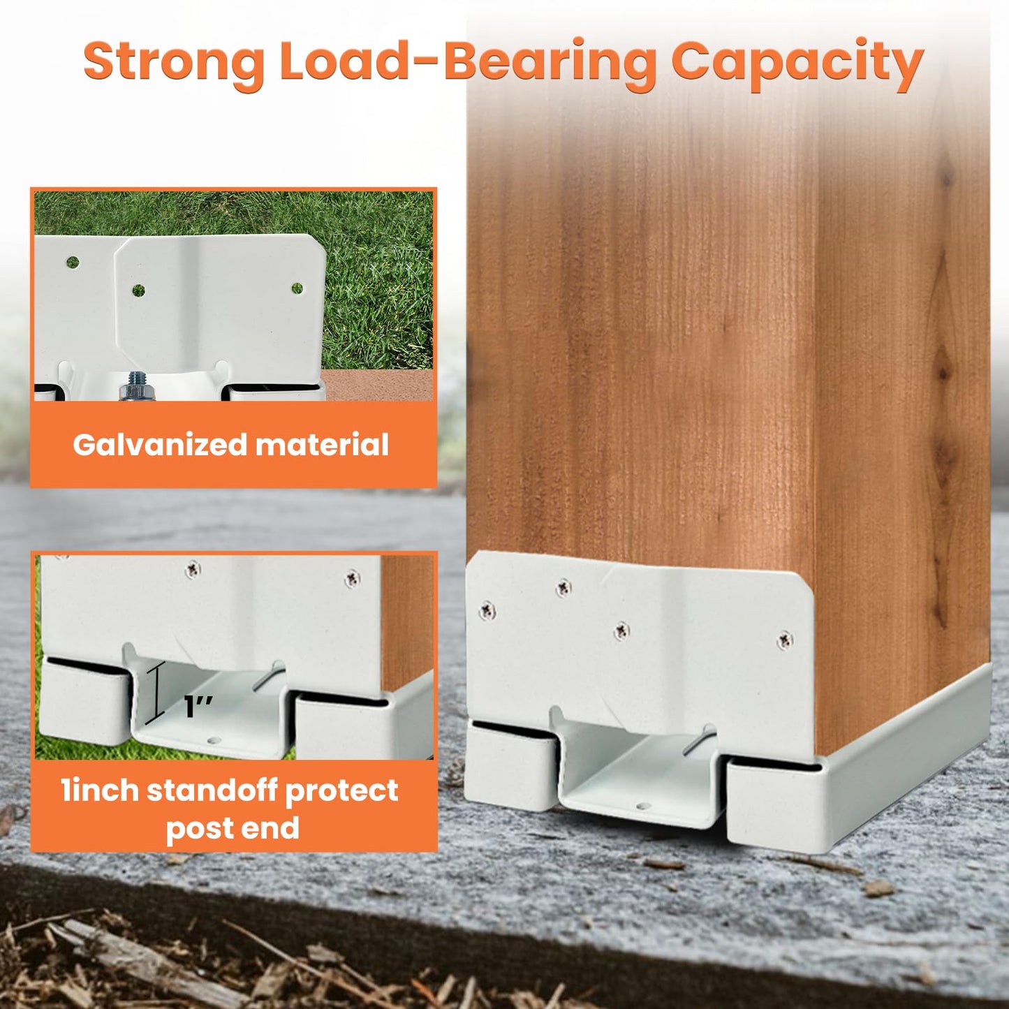 10PCS 6x6 Post Base for Concrete Heavy Duty White E-Coated 6x6 Post Bracket Anchor Adjustable Base with 1" Standoff for Deck Pergola Patio Gazebo Porch (Included Screws)