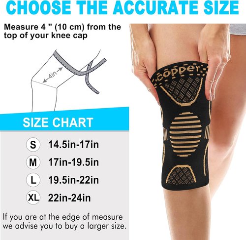 Double Couple Copper Knee Brace | 2-Pack Knee Compression Sleeves for Pain Relief & Support