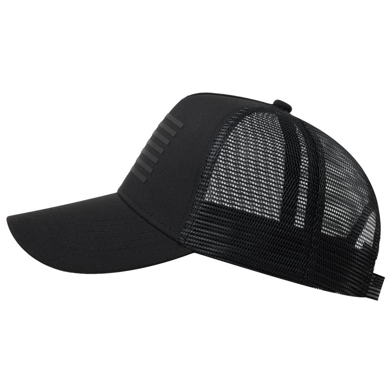 IIN American Flag Mesh Baseball Cap, Patriotic Trucker Hat for Men Women, Quick-Dry Breathable Design, Adjustable Snapback Black/Black